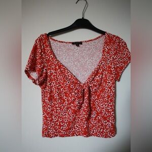 Dynamite Red and White Floral Blouse
